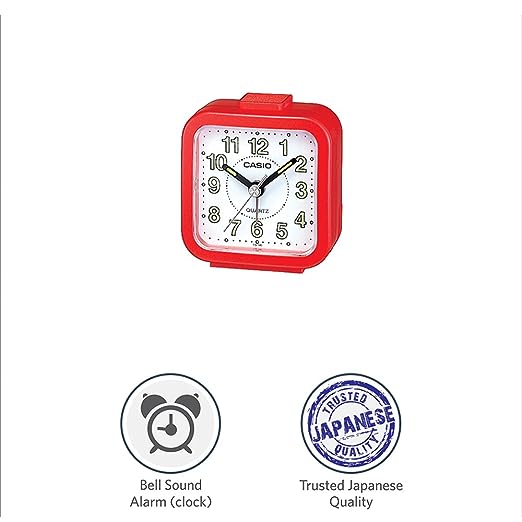 Casio Analog Table Clock (TQ-141-4DF, Red, White, 6.7 x 6.4 x 3.4 cm)(OPEN BOX) Casio Analog Table Clock (TQ-141-4DF, Red, White, 6.7 x 6.4 x 3.4 cm)(OPEN BOX)